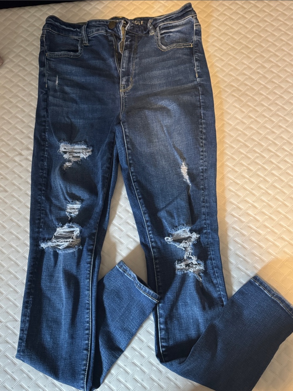 American Eagle Outfitters Dark Blue Distressed Skinny Jeans